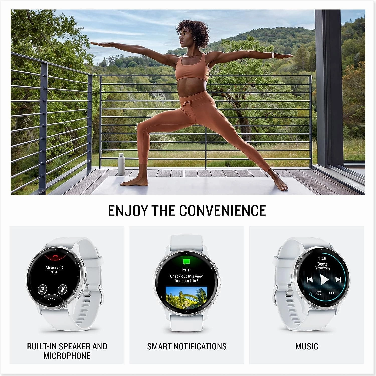Garmin Venu 3S, AMOLED GPS smaller sized Smartwatch, All-day Advanced Health and Fitness Features, Voice Functionality, Music Storage, Wellness Smartwatch with up to 10 days battery life, Ivory
