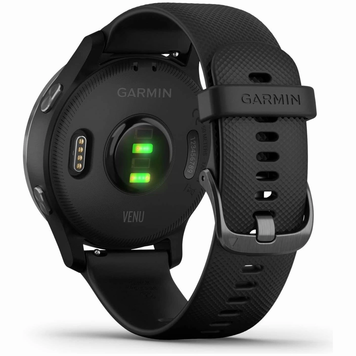 Garmin Venu Slate Stainless Steel Bezel with Black Case and Silicone Band