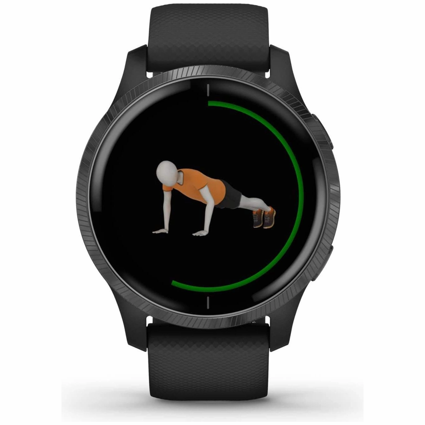 Garmin Venu Slate Stainless Steel Bezel with Black Case and Silicone Band