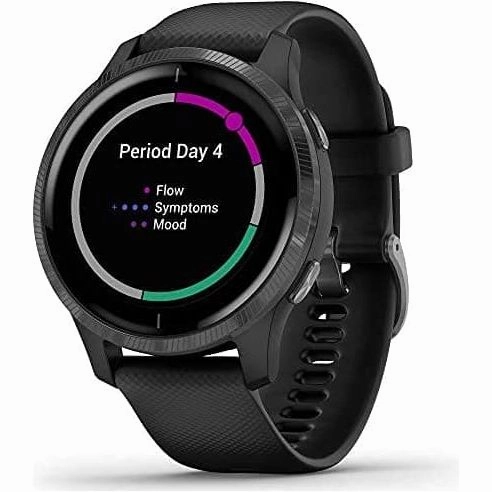Garmin Venu Slate Stainless Steel Bezel with Black Case and Silicone Band
