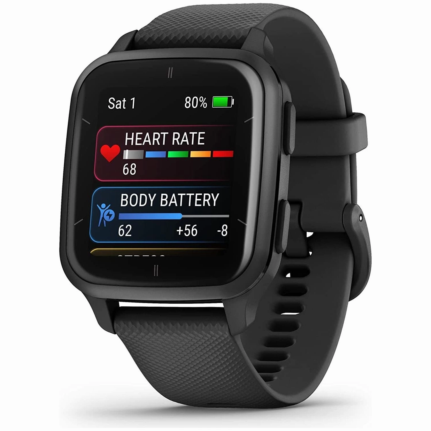 Garmin Venu Sq 2, AMOLED GPS Smartwatch, All-day Health Monitoring and Fitness Features, Music Storage, Sports Apps and More, Square Design Smartwatch with up to 11 days battery life, Black