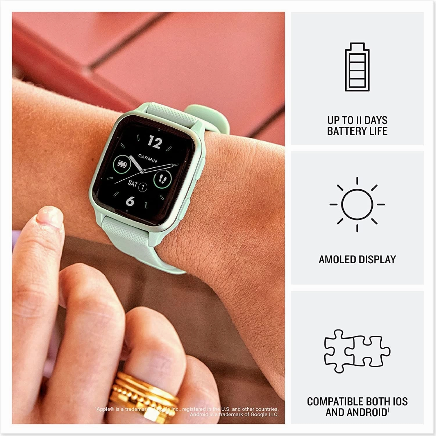 Garmin Venu Sq 2, AMOLED GPS Smartwatch, All-day Health Monitoring and Fitness Features, Music Storage, Sports Apps and More, Square Design Smartwatch with up to 11 days battery life, Black