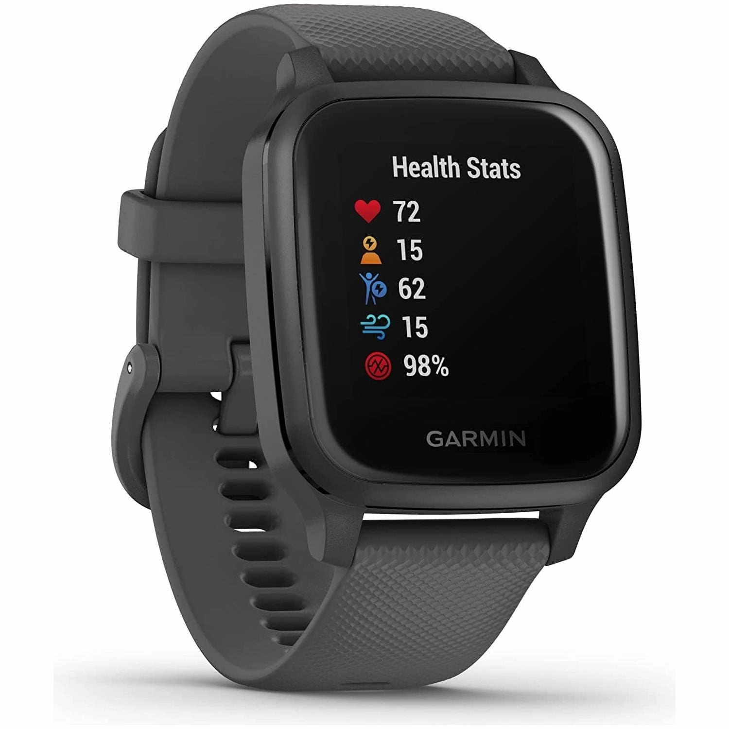 Garmin Venu Sq GPS Smartwatch with All-day Health Monitoring and Fitness Features, Built-in Sports Apps and More, Shadow Grey with Slate Bezel