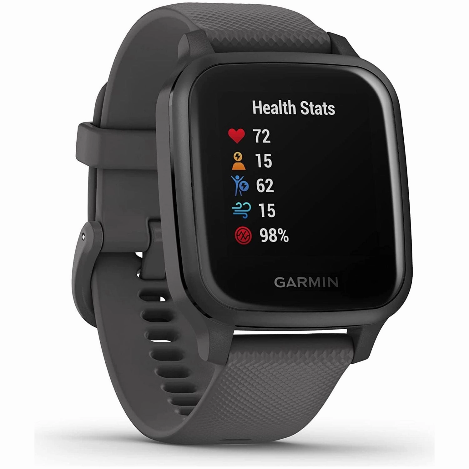 Garmin Venu Sq GPS Smartwatch with All-day Health Monitoring and Fitness Features, Built-in Sports Apps and More, Shadow Grey with Slate Bezel