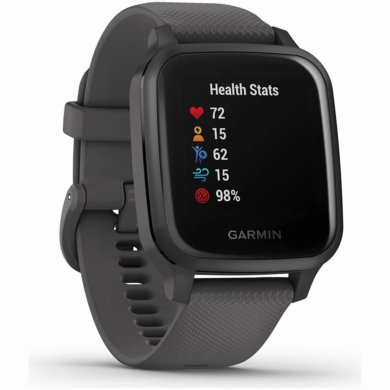 Garmin Venu Sq GPS Smartwatch with All-day Health Monitoring and Fitness Features, Built-in Sports Apps and More, Shadow Grey with Slate Bezel