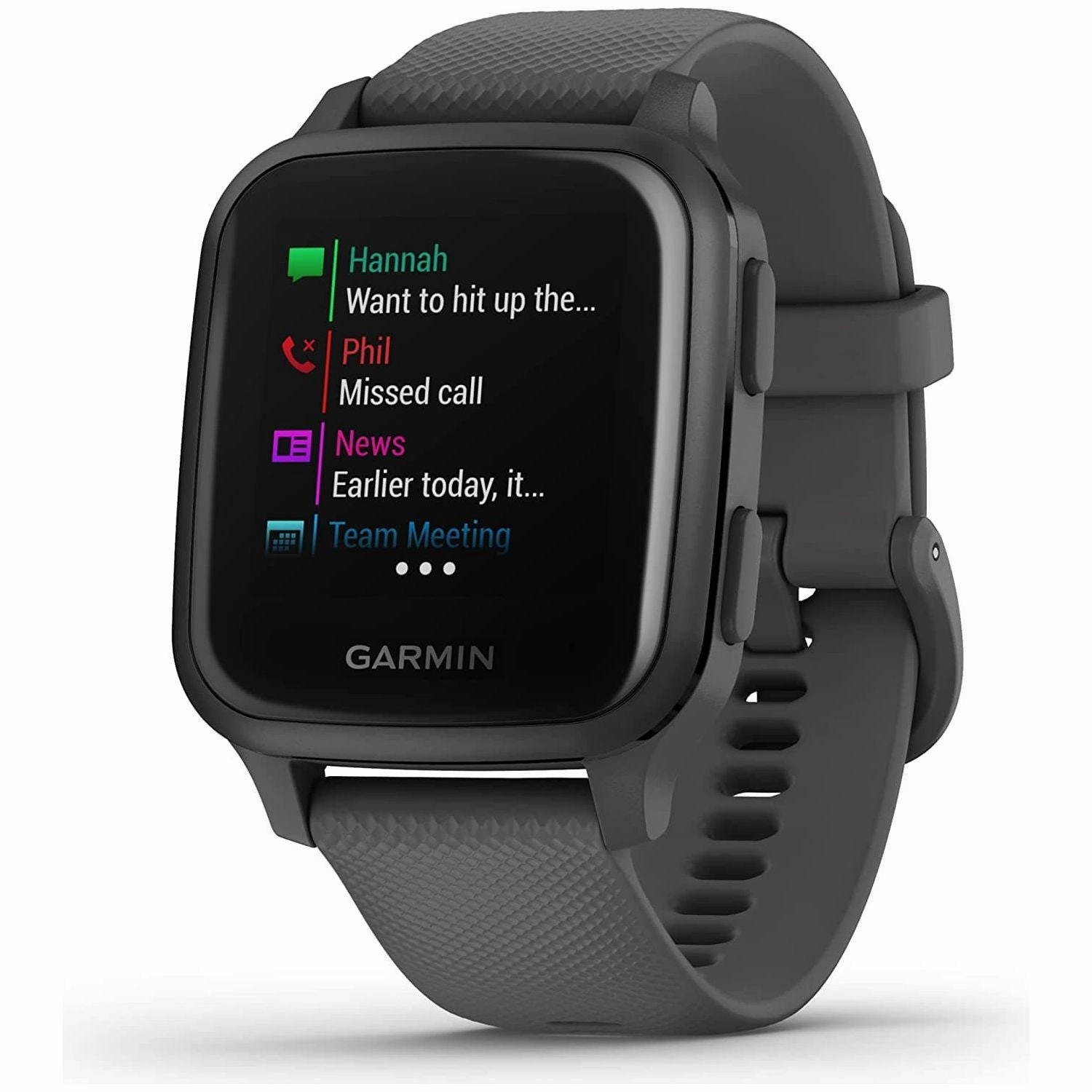 Garmin Venu Sq GPS Smartwatch with All-day Health Monitoring and Fitness Features, Built-in Sports Apps and More, Shadow Grey with Slate Bezel