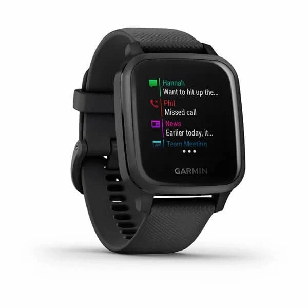 Garmin Venu Sq Music Edition Slate Aluminium Bezel with Black Case and Silicone Band