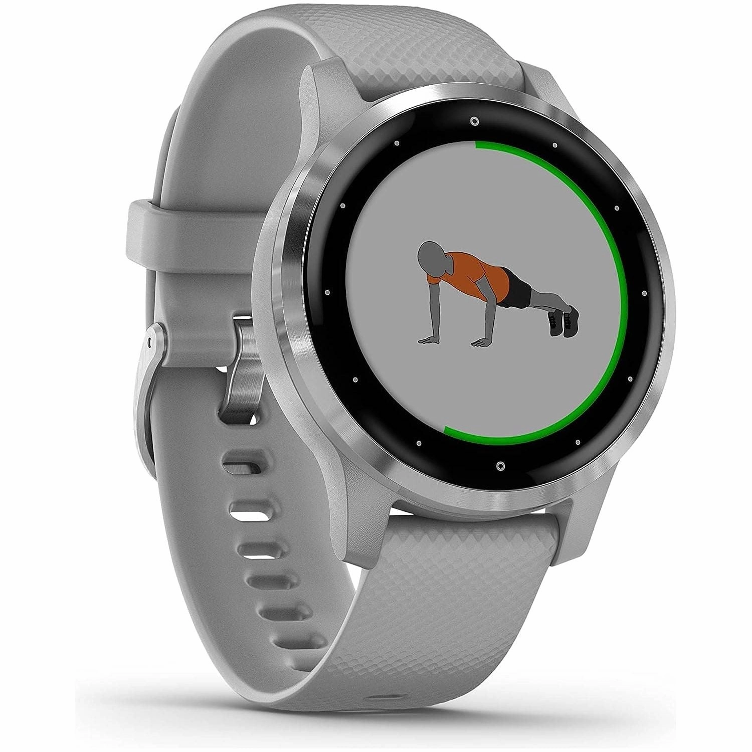 Garmin Vvoactive 4S, Smaller-Sized GPS Smartwatch, Features Music, Body Energy Monitoring, Animated Workouts, Pulse Ox Sensors and More, Powder Gray/Silver