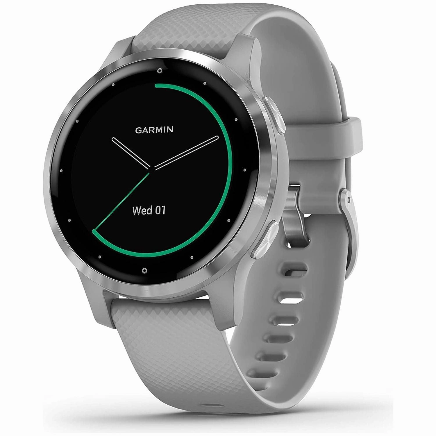 Garmin Vvoactive 4S, Smaller-Sized GPS Smartwatch, Features Music, Body Energy Monitoring, Animated Workouts, Pulse Ox Sensors and More, Powder Gray/Silver
