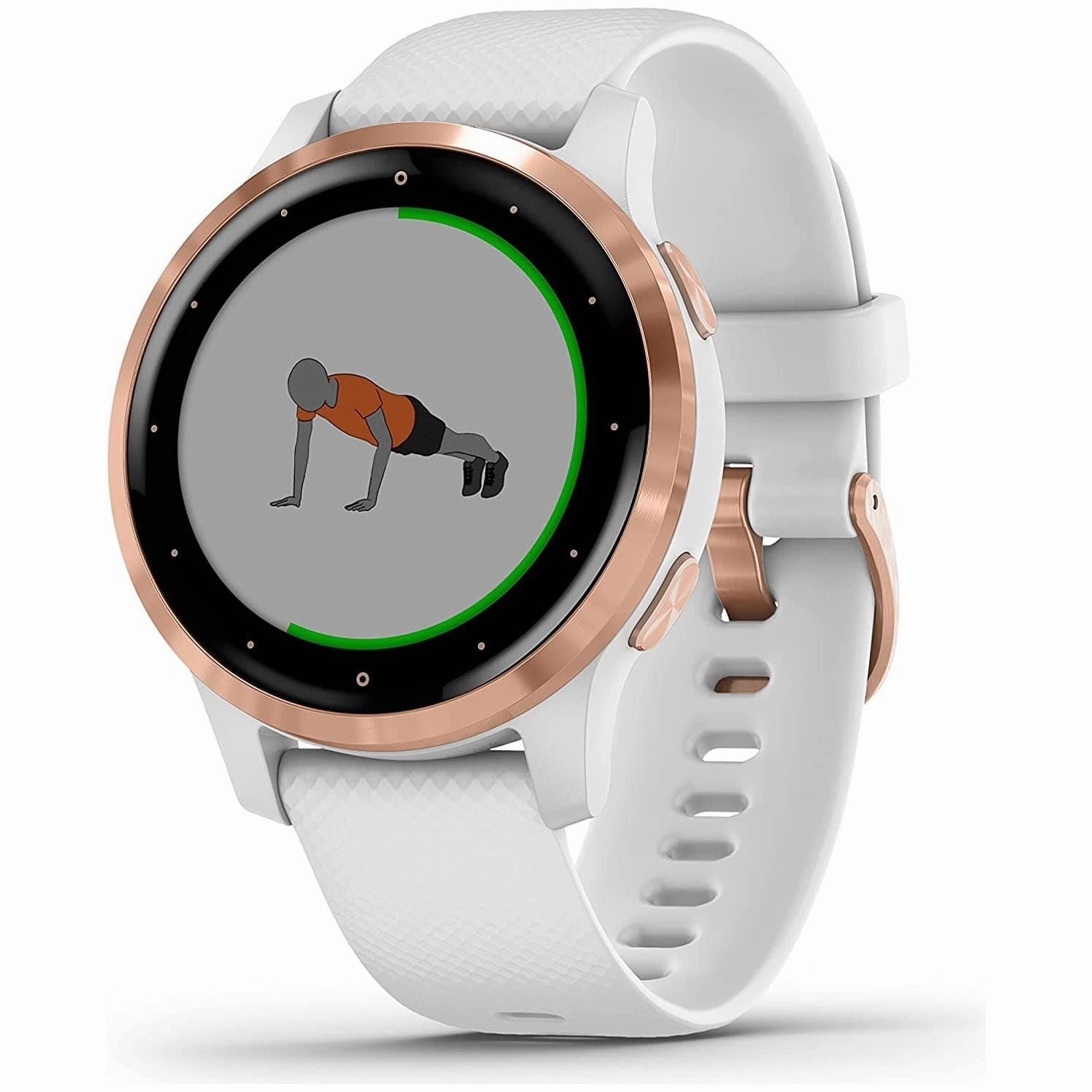 Garmin Vvoactive 4S, Smaller-Sized GPS Smartwatch, Features Music, Body Energy Monitoring, Animated Workouts, Pulse Ox Sensors and MORE, White/Rose Gold