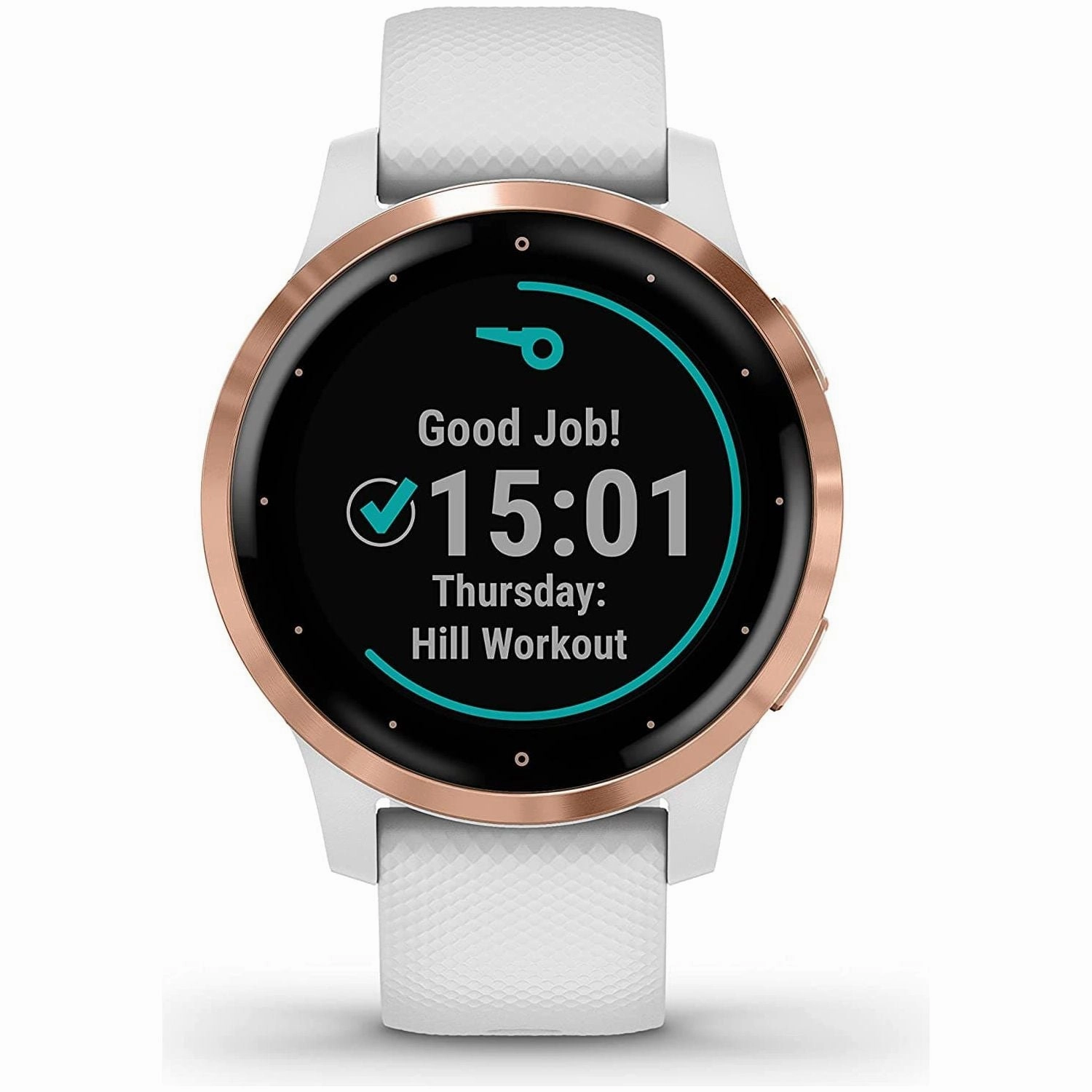 Garmin Vvoactive 4S, Smaller-Sized GPS Smartwatch, Features Music, Body Energy Monitoring, Animated Workouts, Pulse Ox Sensors and MORE, White/Rose Gold