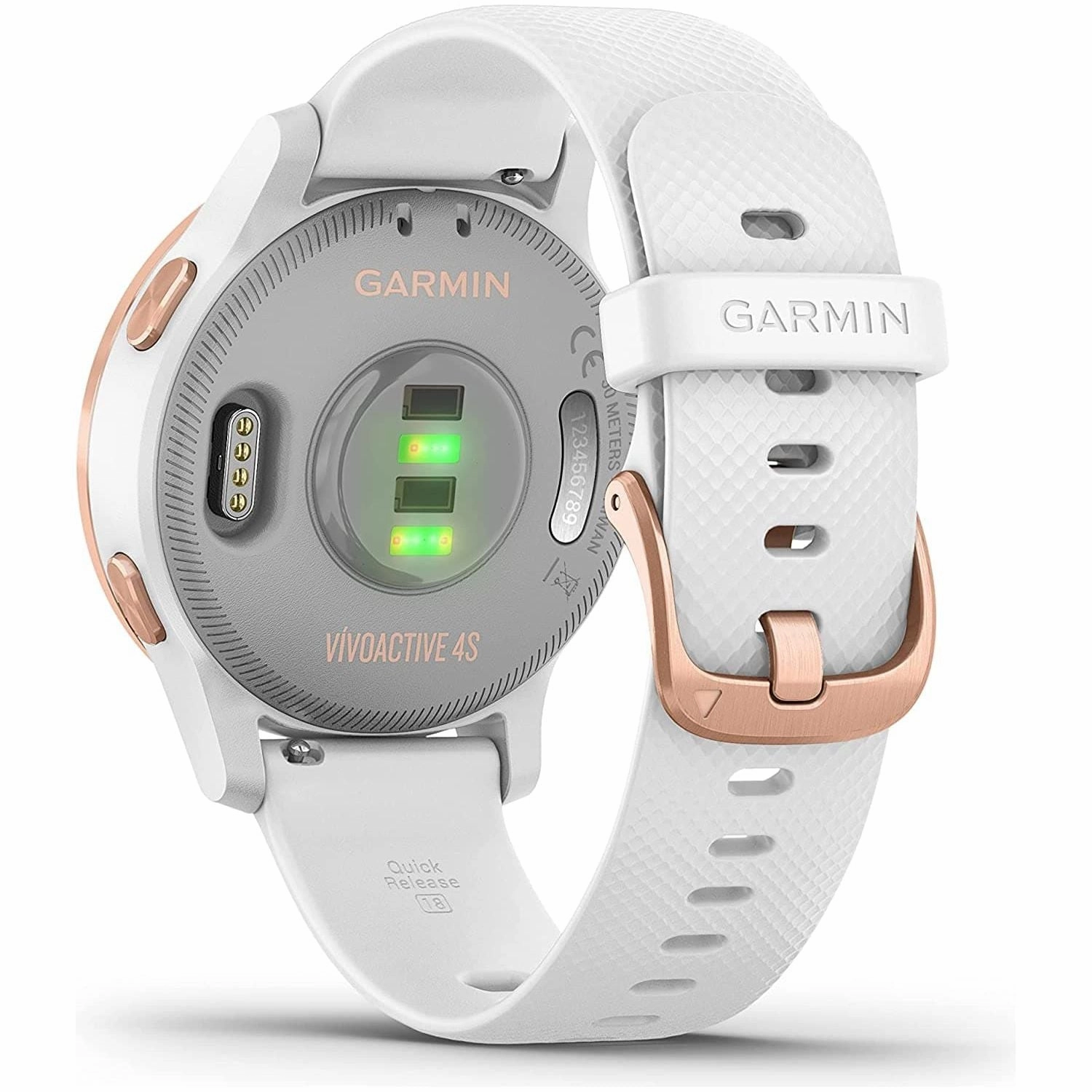 Garmin Vvoactive 4S, Smaller-Sized GPS Smartwatch, Features Music, Body Energy Monitoring, Animated Workouts, Pulse Ox Sensors and MORE, White/Rose Gold