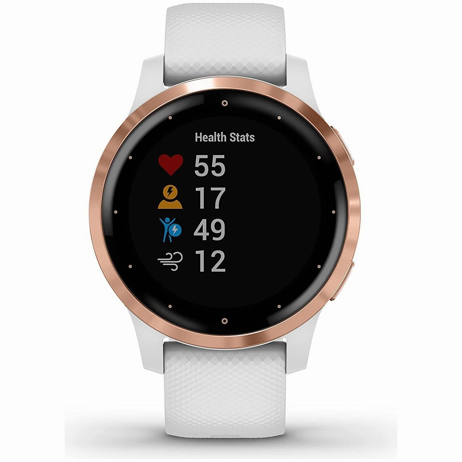 Garmin Vvoactive 4S, Smaller-Sized GPS Smartwatch, Features Music, Body Energy Monitoring, Animated Workouts, Pulse Ox Sensors and MORE, White/Rose Gold