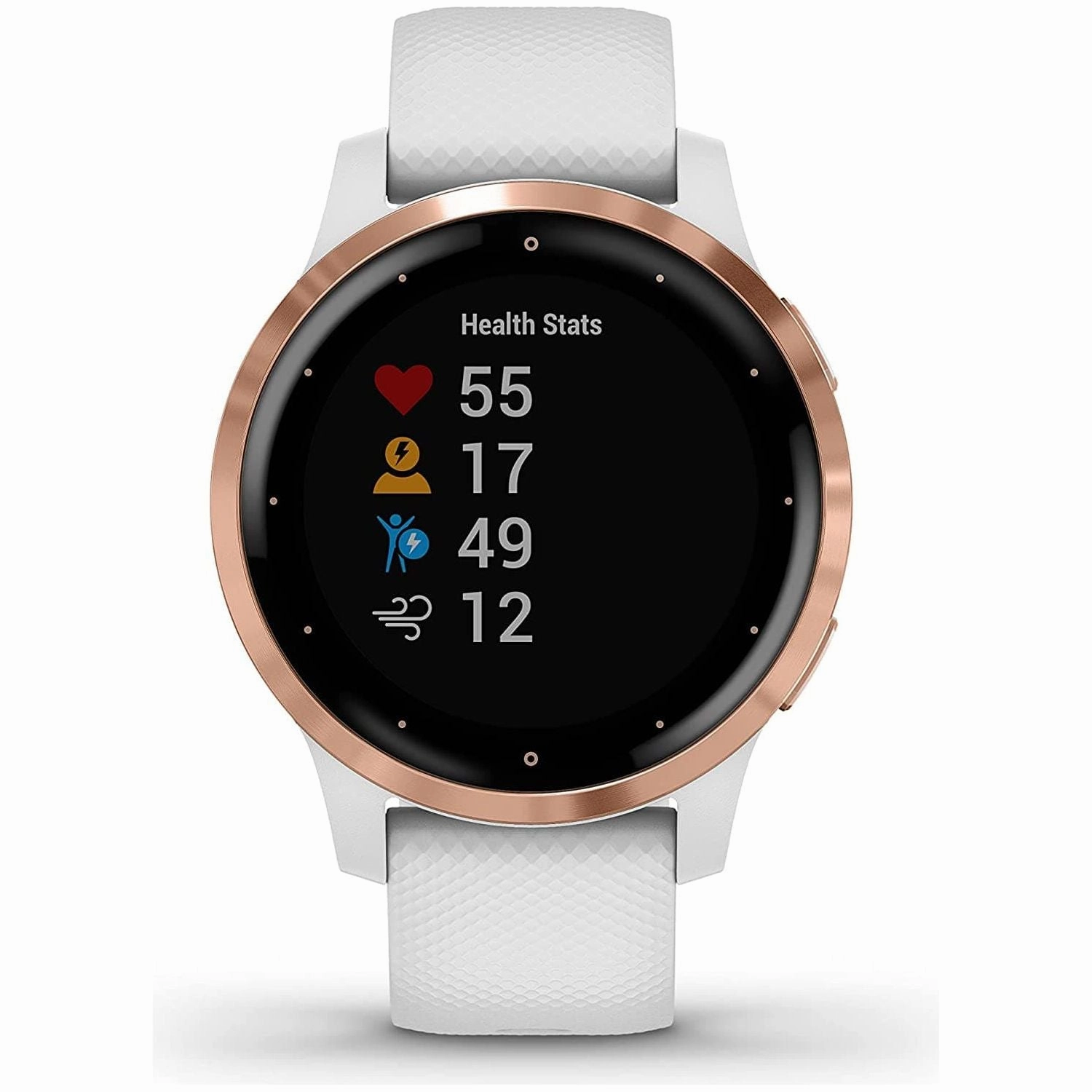 Garmin Vvoactive 4S, Smaller-Sized GPS Smartwatch, Features Music, Body Energy Monitoring, Animated Workouts, Pulse Ox Sensors and MORE, White/Rose Gold
