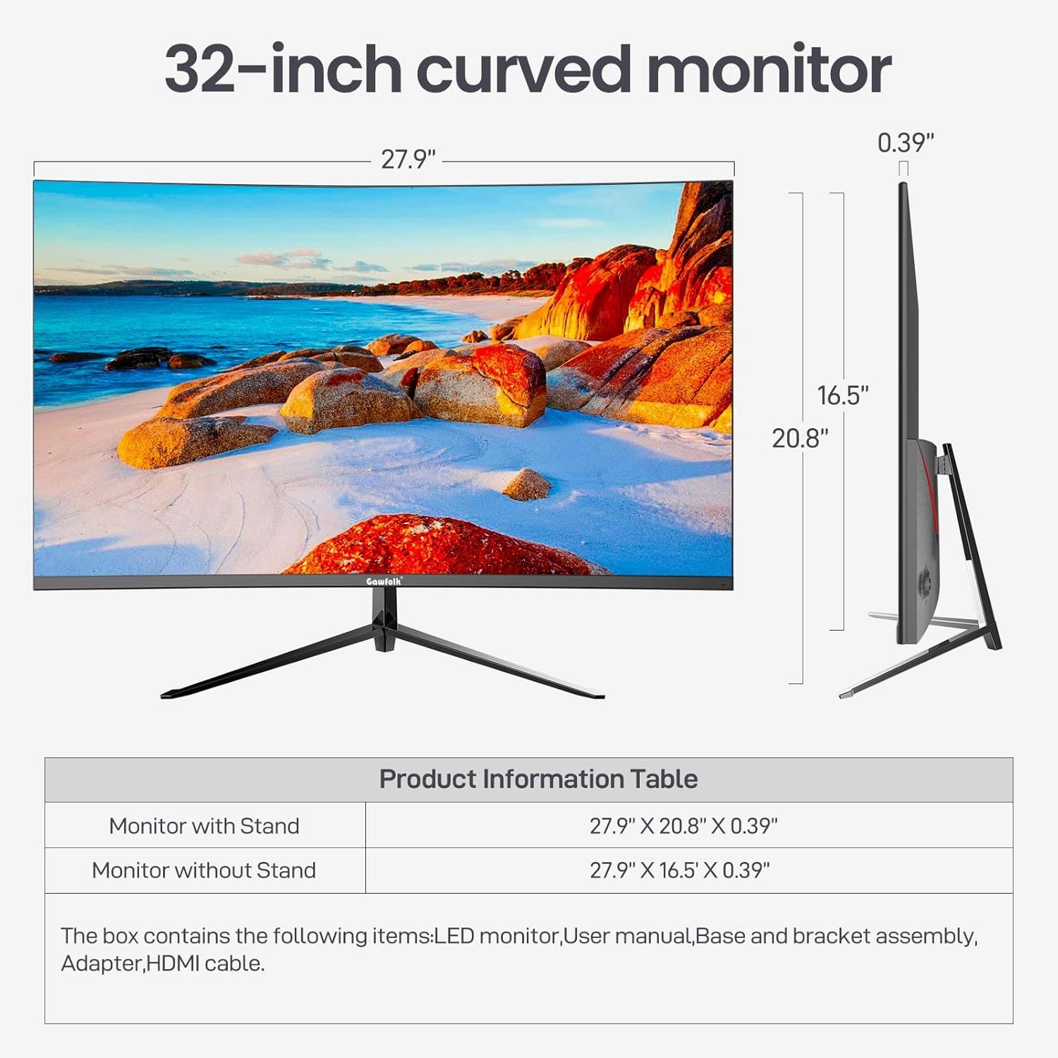Gawfolk GF320A 32" FHD 75Hz LED Curved Gaming Monitor