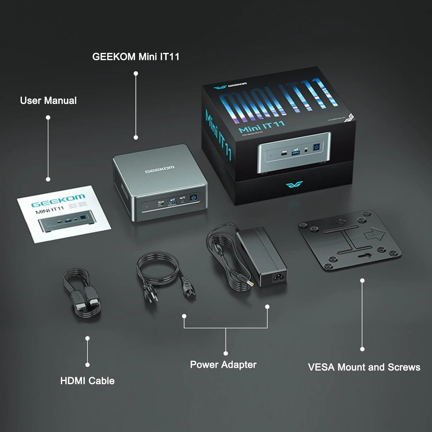 GEEKOM Mini IT11 NUC - Ultra Compact Desktop PC, i7-11390H, 16GB RAM, 512GB SSD, High Performance