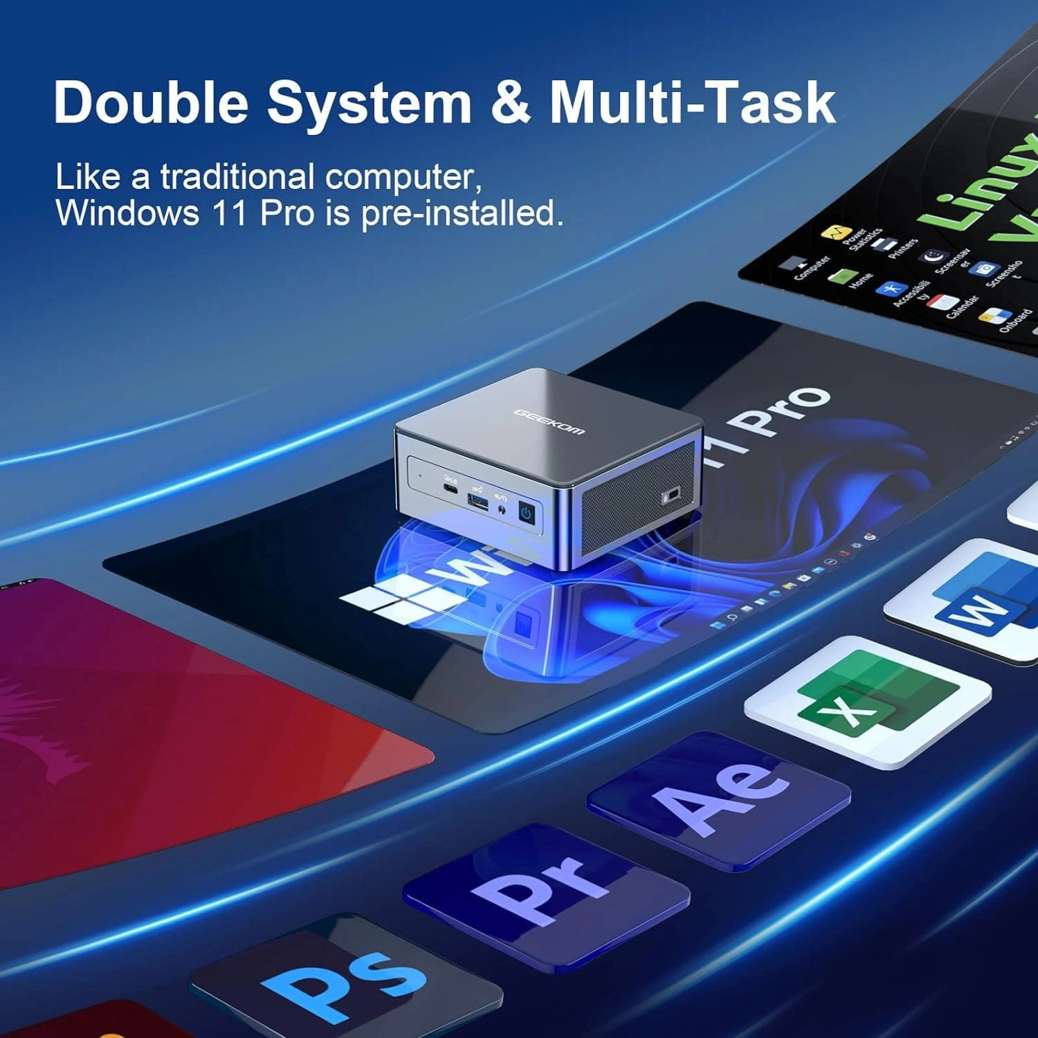 GEEKOM Mini IT11 NUC - Ultra Compact Desktop PC, i7-11390H, 16GB RAM, 512GB SSD, High Performance