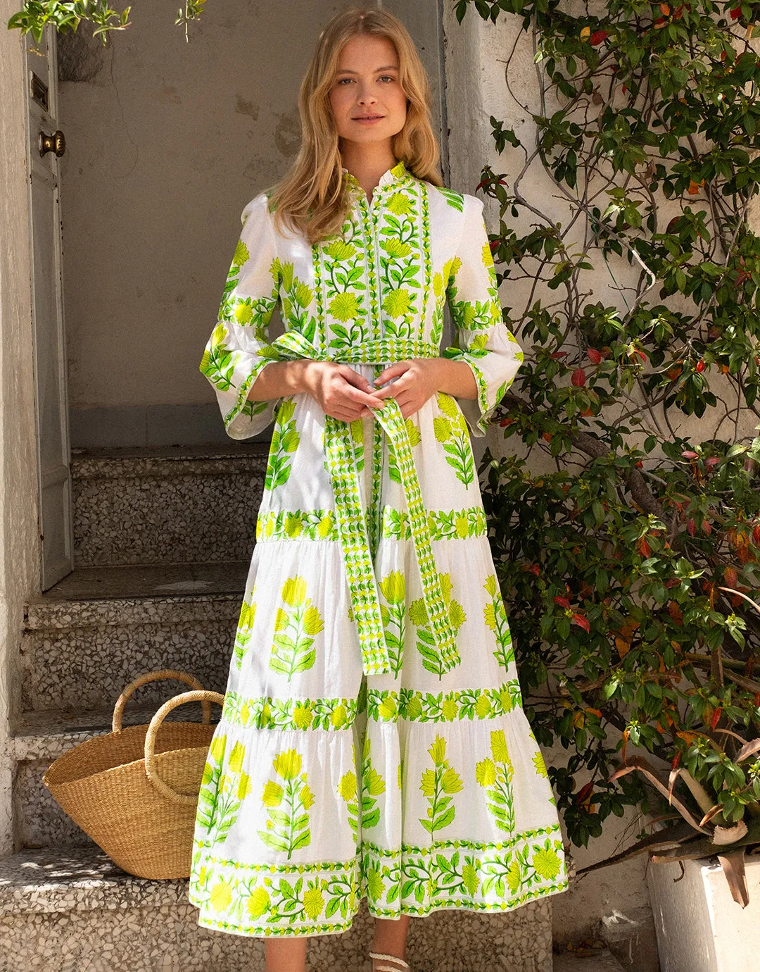 Gemma Dress - Lime Botanics