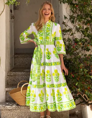 Gemma Dress - Lime Botanics