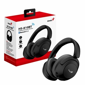 Genius HS-810BT Foldable Bluetooth 5.3 Headset  USB-C Fast Charging, Black earbuds and headphones, true wireless earbuds, noise cancelling earbuds