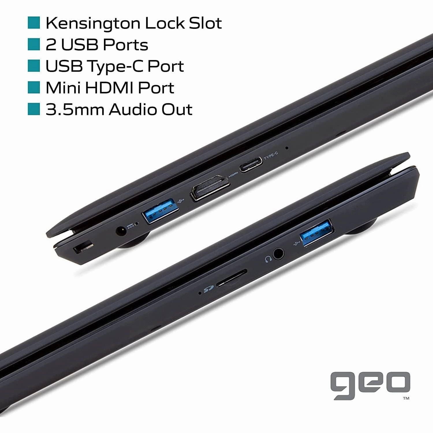 GEO Infinity GeoBook 540 14"- inch FHD Intel Core i5-10210U, 8GB RAM, 256GB SSD Fingerprint Reader - Black