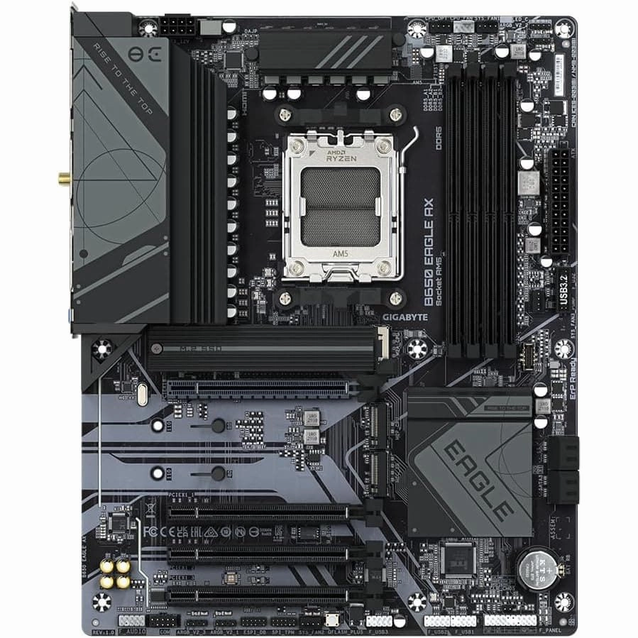 Gigabyte B650 EAGLE AX Motherboard for AMD Ryzen 7000, 12 2 2 VRM, DDR5 7600MHz OC, PCIe 5.0/4.0 M.2, Wi-Fi 6E, GbE LAN, USB 3.2 Gen2