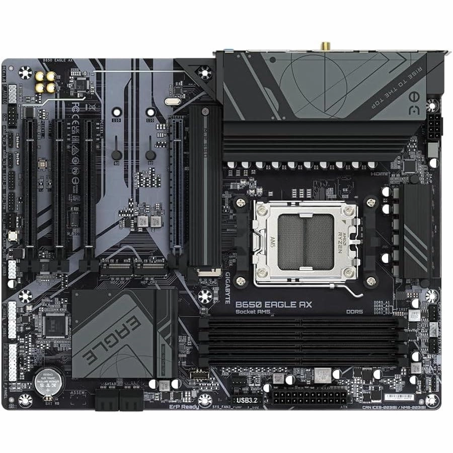 Gigabyte B650 EAGLE AX Motherboard for AMD Ryzen 7000, 12 2 2 VRM, DDR5 7600MHz OC, PCIe 5.0/4.0 M.2, Wi-Fi 6E, GbE LAN, USB 3.2 Gen2