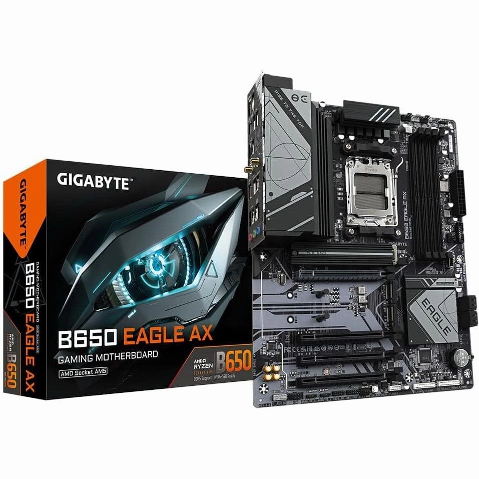 Gigabyte B650 EAGLE AX Motherboard for AMD Ryzen 7000, 12 2 2 VRM, DDR5 7600MHz OC, PCIe 5.0/4.0 M.2, Wi-Fi 6E, GbE LAN, USB 3.2 Gen2 computing devices, pc accessories, cheap computer online