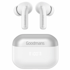 Goodmans True Wireless Noise Cancelling Earbuds - White earbuds and headphones, true wireless earbuds, noise cancelling earbuds