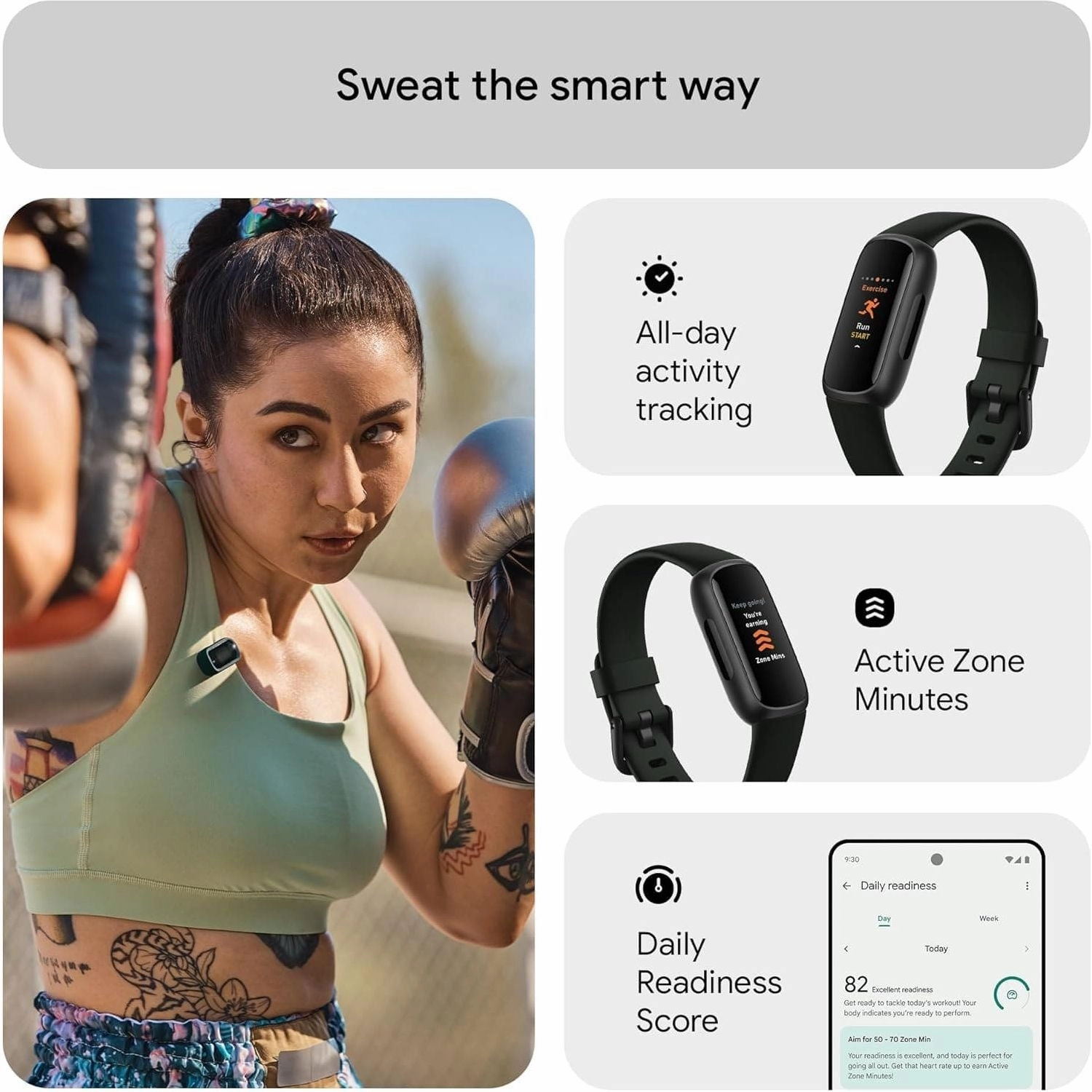 Google Fitbit Inspire 3 Activity Tracker  6-Month Premium Membership, 10 Days Battery Life, Daily Readiness Score