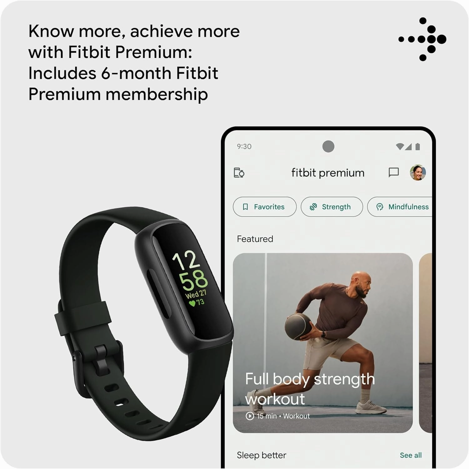 Google Fitbit Inspire 3 Activity Tracker  6-Month Premium Membership, 10 Days Battery Life, Daily Readiness Score