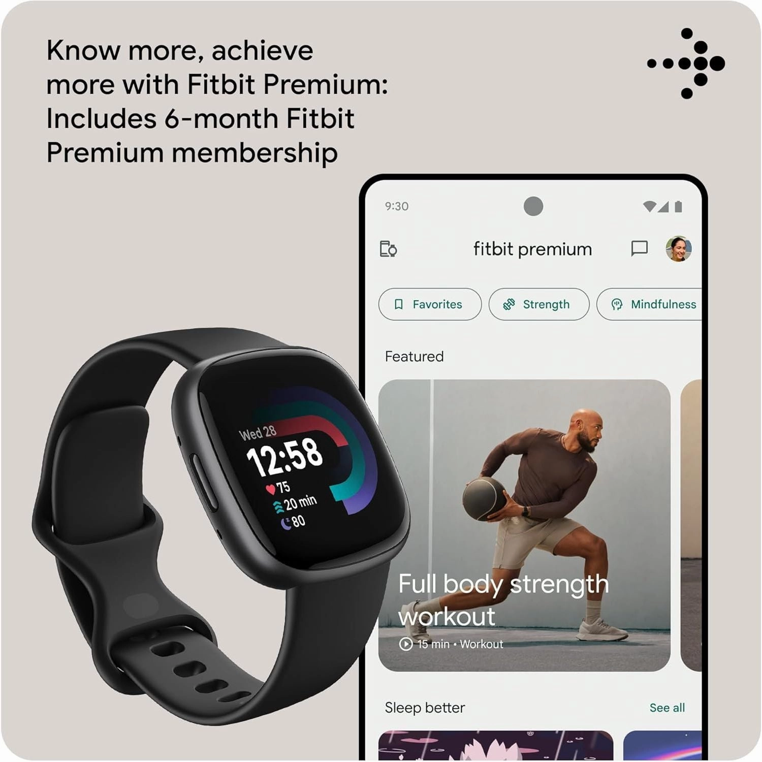 Google Fitbit Versa 4 Fitness Smartwatch with built-in GPS and up to 6 days battery life - compatible with iOS 15 or higher & Android OS 9.0 or higher