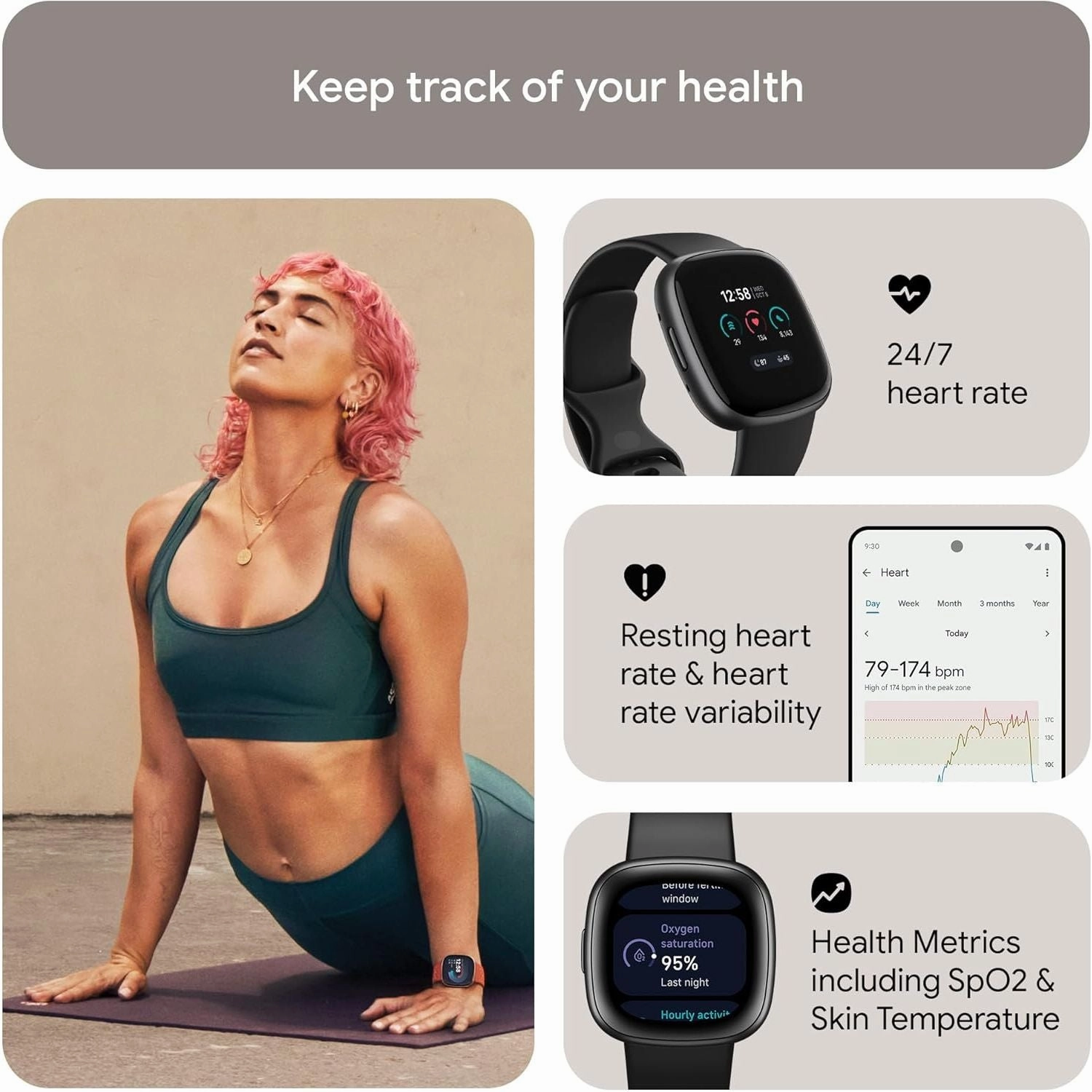 Google Fitbit Versa 4 Fitness Smartwatch with built-in GPS and up to 6 days battery life - compatible with iOS 15 or higher & Android OS 9.0 or higher
