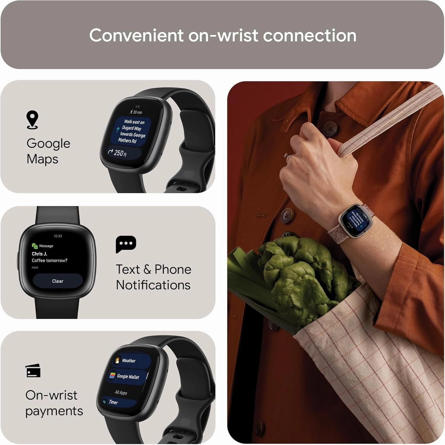 Google Fitbit Versa 4 Fitness Smartwatch with built-in GPS and up to 6 days battery life - compatible with iOS 15 or higher & Android OS 9.0 or higher
