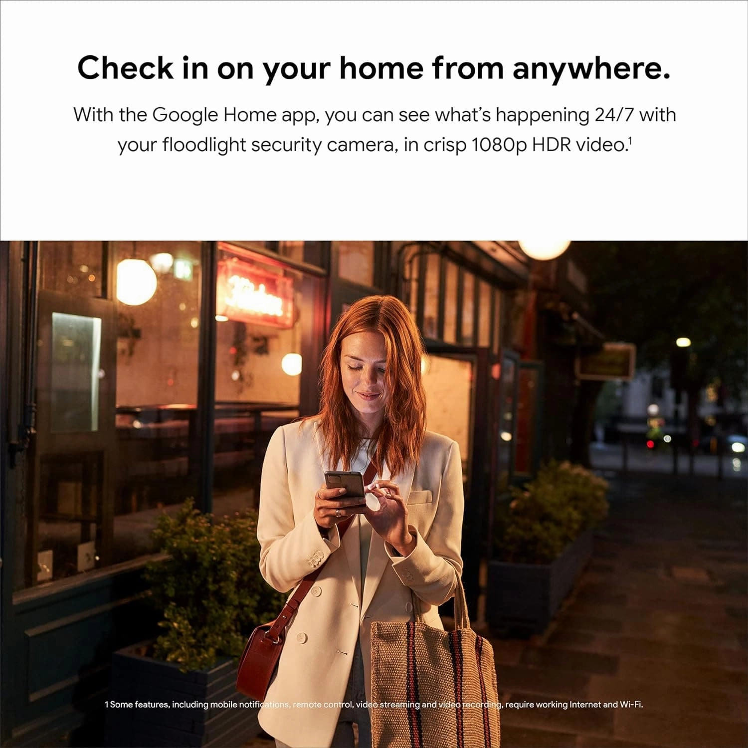 Google GPLE9 Nest Cam with Floodlight (Outdoor, Wired) Security Camera - Smart Home WiFi Camera, Snow