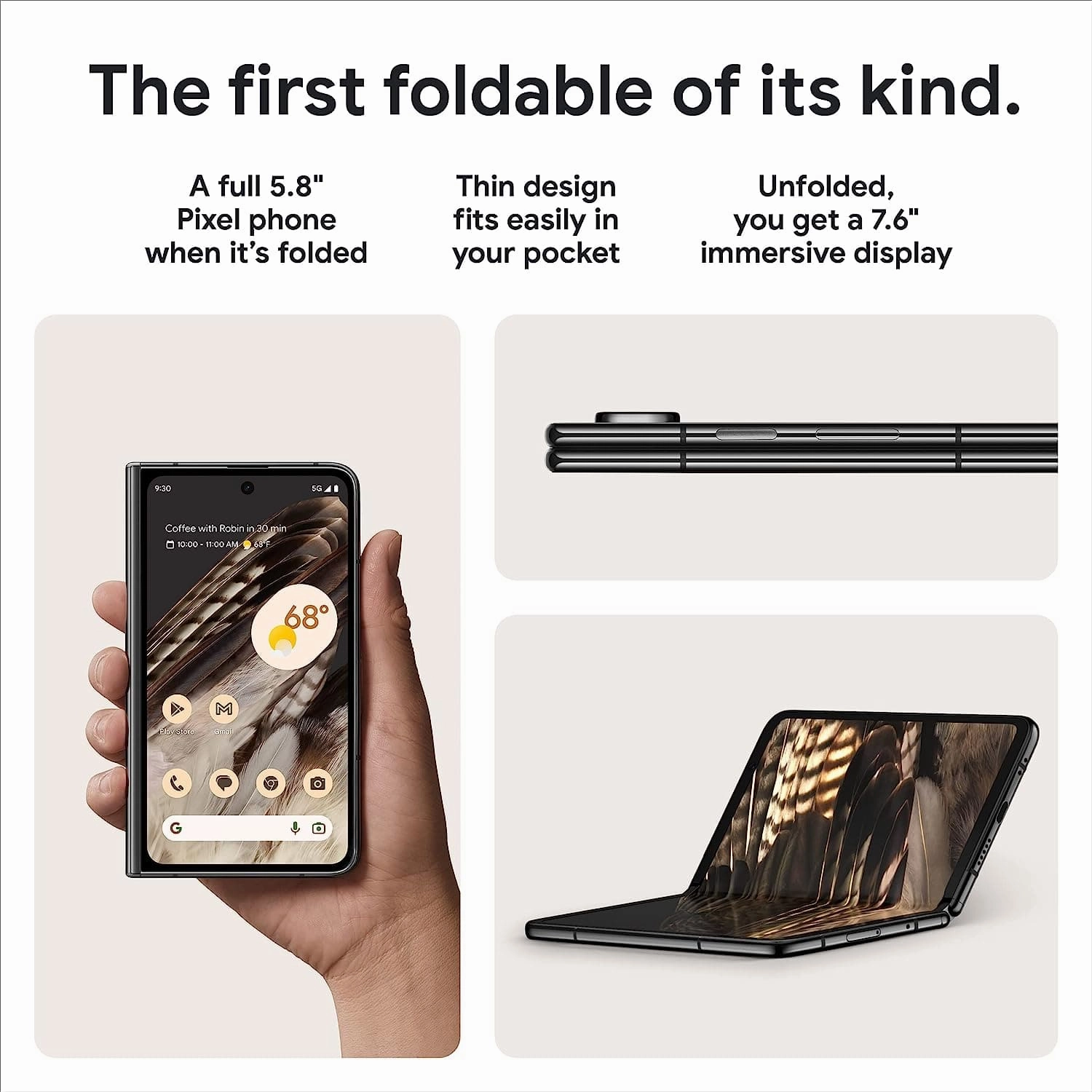 Google Pixel Fold - 5G - 256GB Storage - 12GB RAM - Dual Sim - Obsidian - Unlocked