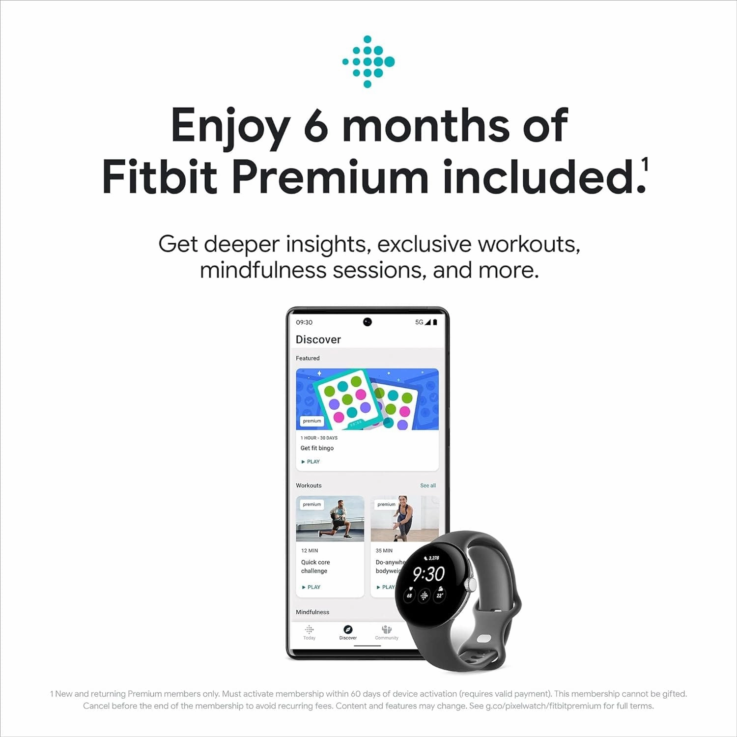 Google Pixel Watch - LTE Android Smartwatch with Heart Rate and Activity Tracking, Polished Silver Stainless Steel Case with Charcoal Active Band