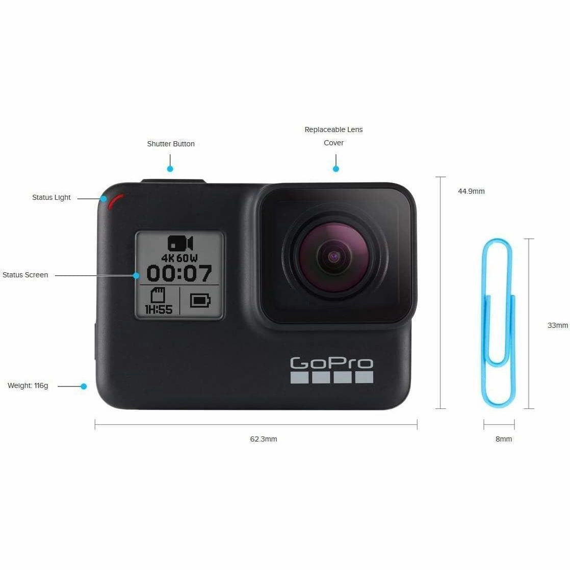 GoPro HERO7 Black  Waterproof Digital Action Camera with Touch Screen 4K HD Video 12MP Photos Live Streaming Stabilisation