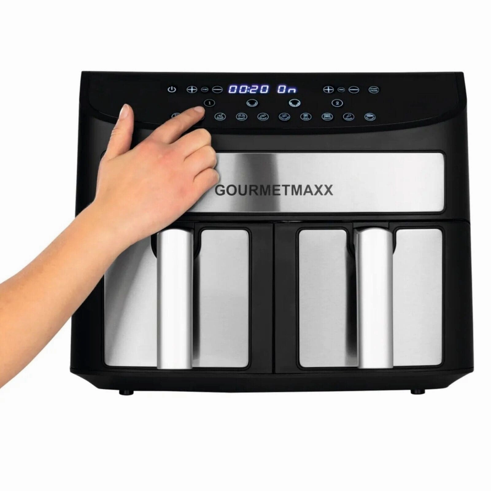 GOURMETmaxx Digital Double Chamber Hot Air Fryer - 7L (2x3.5L) - Black