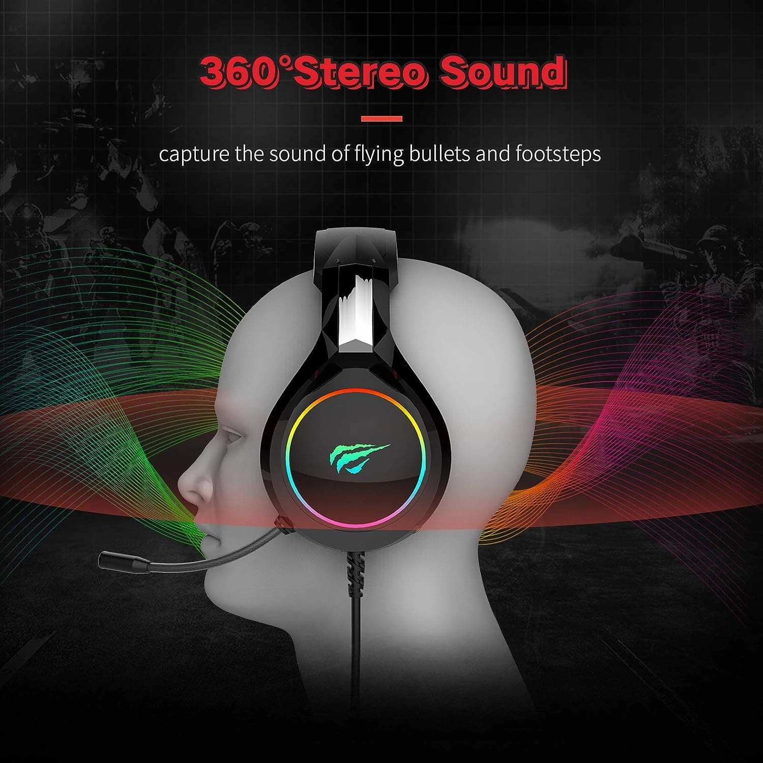 havit RGB Wired Gaming Headset PC USB 3.5mm XBOX / PS4 / PS5 Headsets with 50MM Driver, Surround Sound & HD Microphone, XBOX Computer Laptop, Black