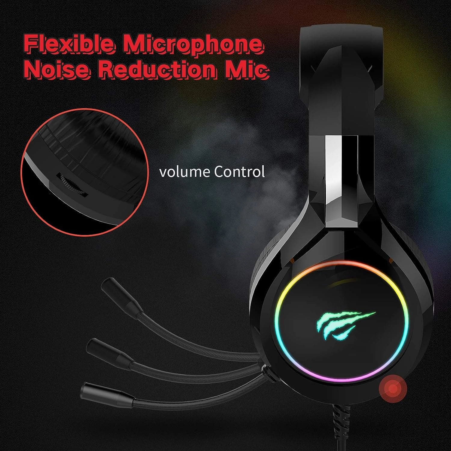 havit RGB Wired Gaming Headset PC USB 3.5mm XBOX / PS4 / PS5 Headsets with 50MM Driver, Surround Sound & HD Microphone, XBOX Computer Laptop, Black
