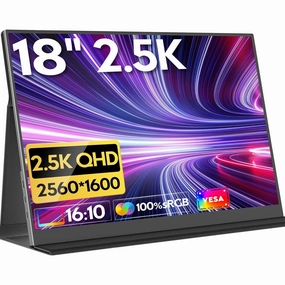 HONGO Portable Monitor 2.5K 18" 2560x1600P Laptop Monitor Screen IPS Extender Monitor with Speakers & HDMI/USB Type C Port Second Screen for Laptop - M180Q02D retro game consoles, buy sega console, retro gaming accessories