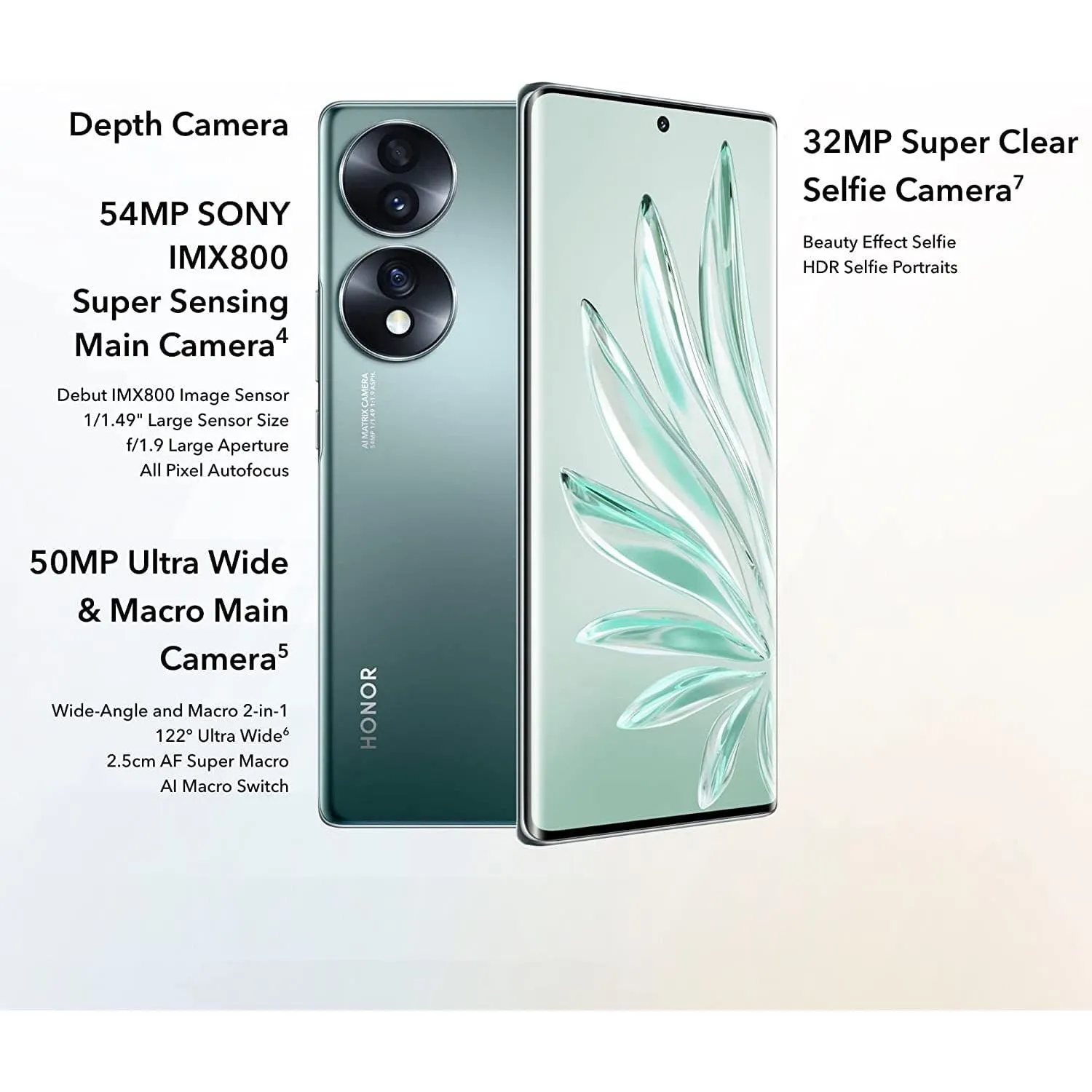 Honor 70 5G 128GB Storage, 8GB RAM, Dual nano Sim Emerald Green - Unlocked