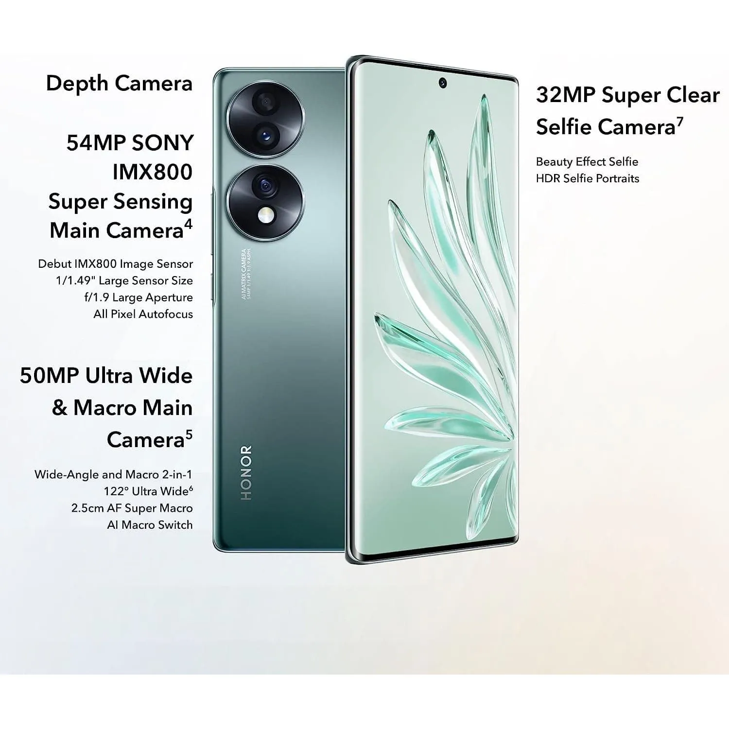 Honor 70 5G 256GB Storage, 8GB RAM, Dual Nano Sim Emerald Green - Unlocked