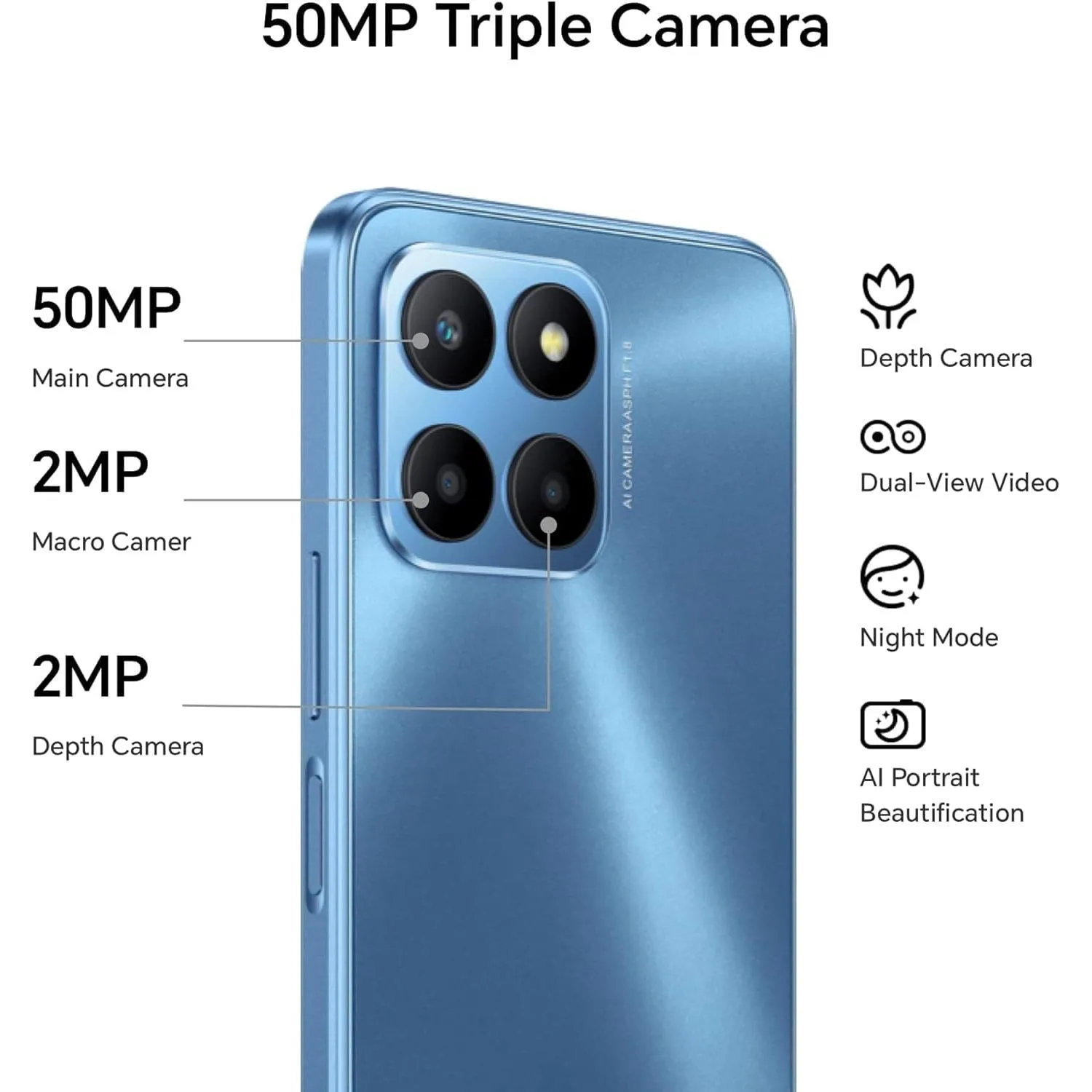 HONOR 70 Lite 5G Smartphone, 4GB 128GB, Dual SIM - Ocean Blue