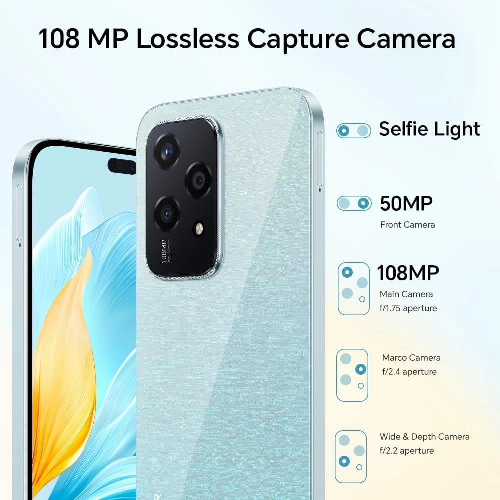 HONOR 200 Lite 5G Smartphone - 8GB 256GB, 6.7" AMOLED, 108MP Triple Rear, 50MP Front, Dual SIM, Android 14, Starry Blue