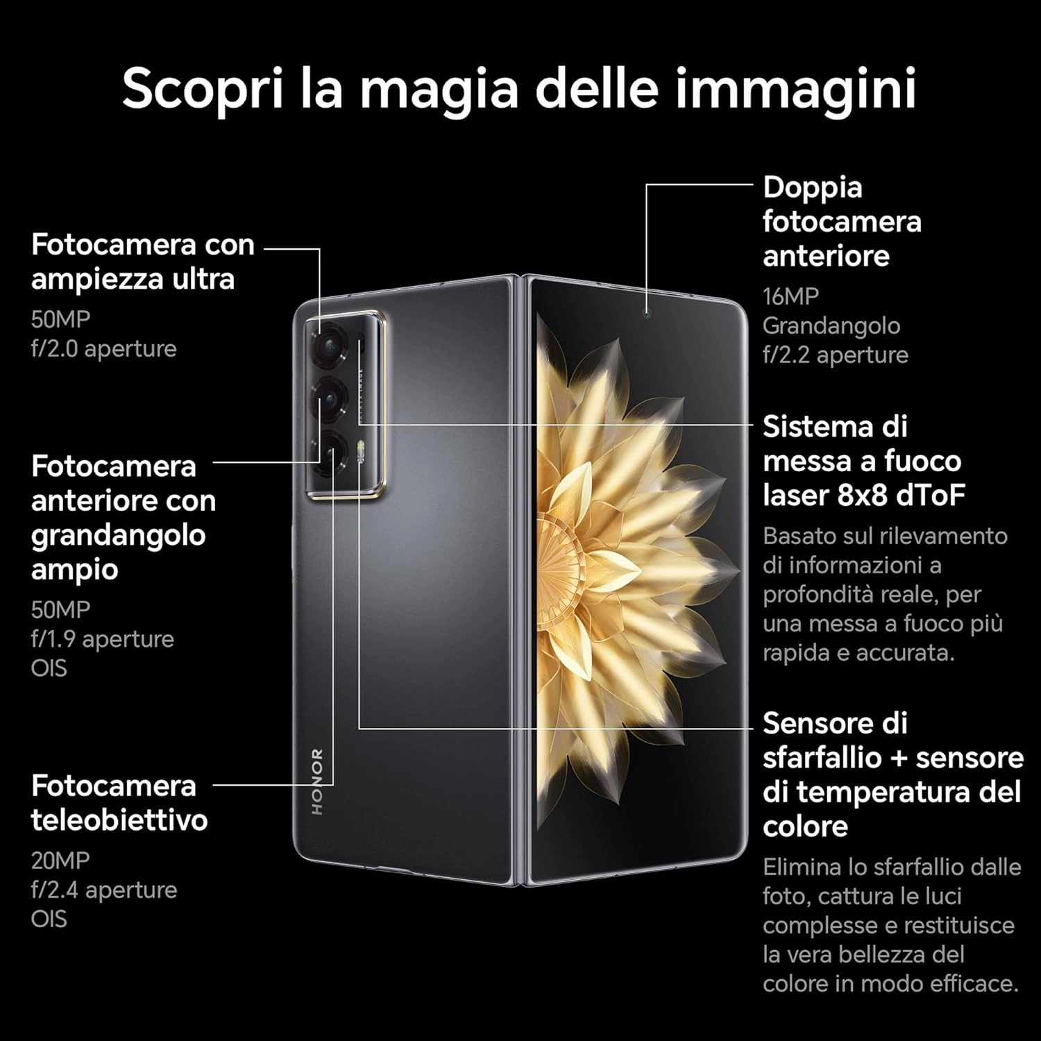 Honor Magic V2 5G  16GB RAM, 512GB Storage, Folding Smartphone, Black, Unlocked