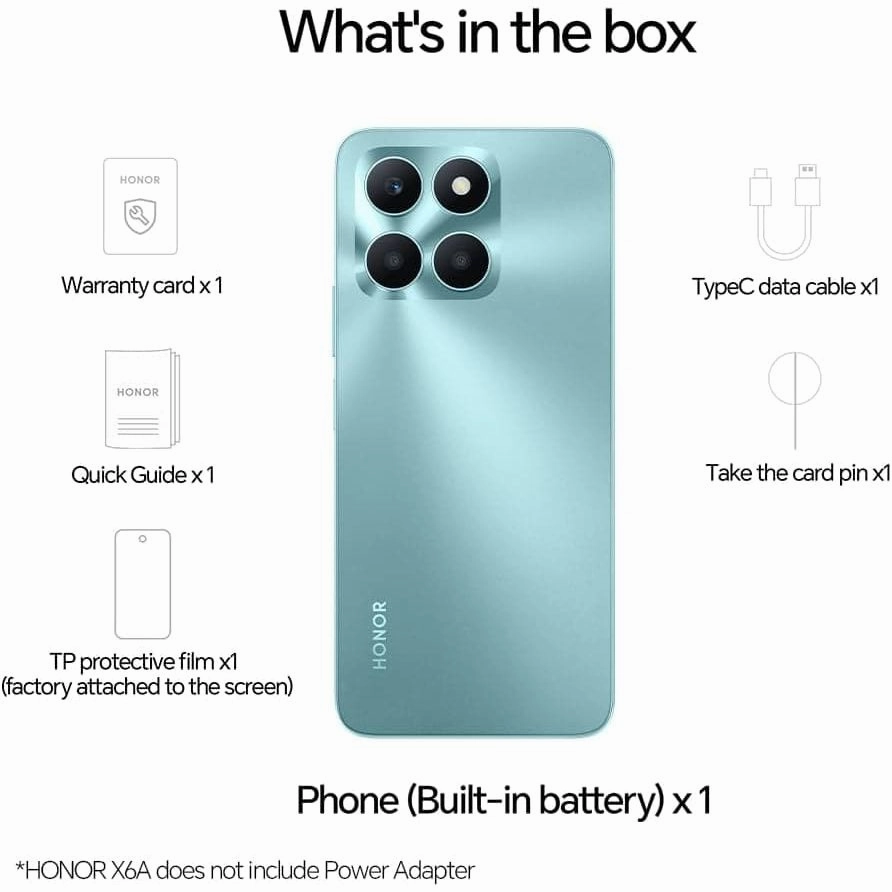 Honor X6a 128GB 4GB Cyan Lake Sim-Free Unlocked Mobile Phone