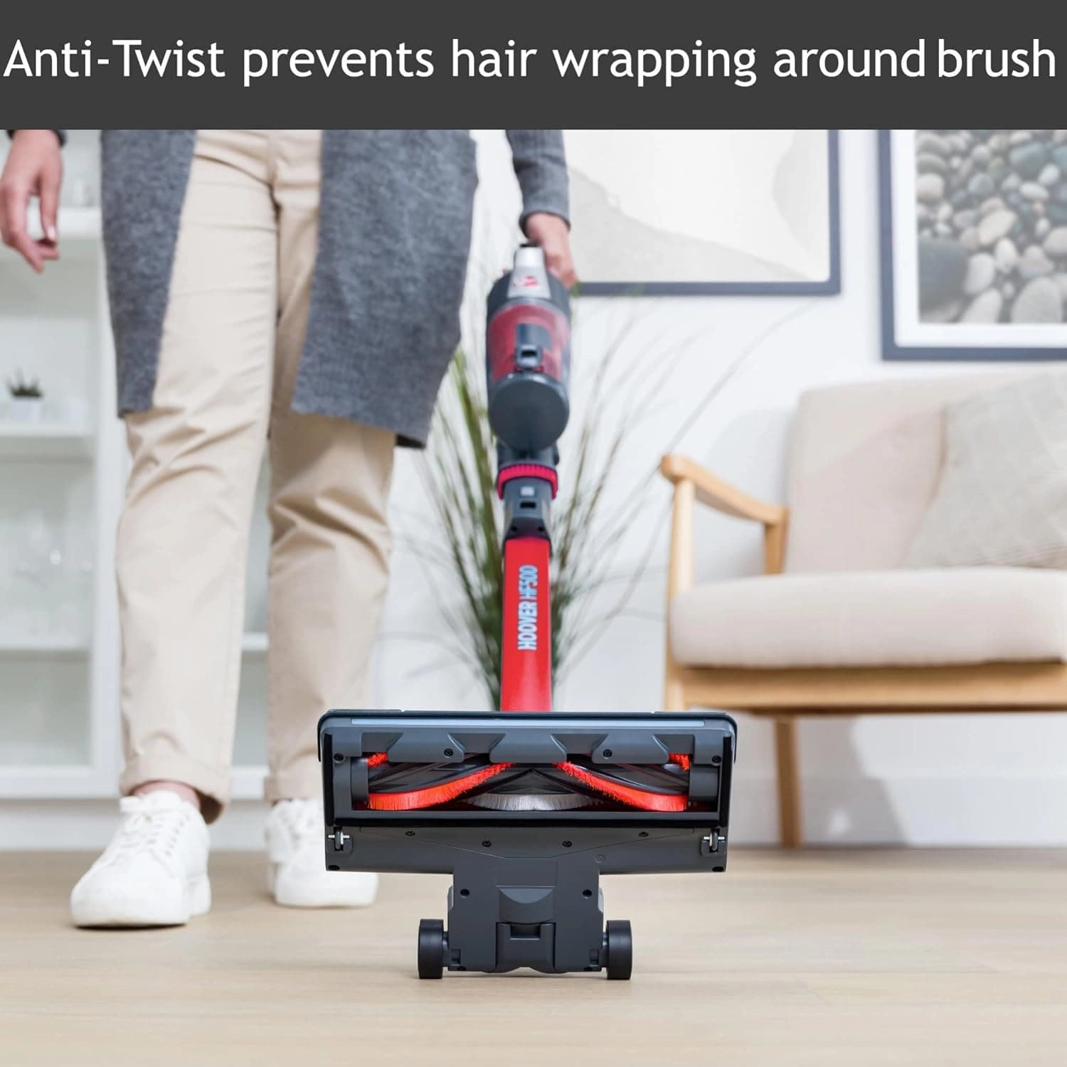 Hoover HF522STH Cordless Vacuum Cleaner - Anti-Twist, Single Battery, Grey & Red