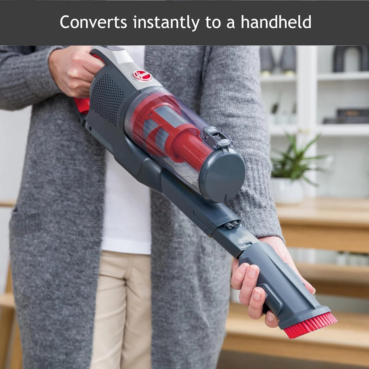Hoover HF522STH Cordless Vacuum Cleaner - Anti-Twist, Single Battery, Grey & Red